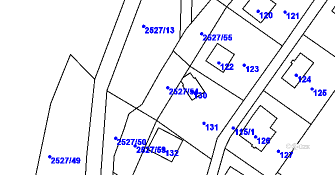 Parcela st. 2527/54 v KÚ Rapotín, Katastrální mapa