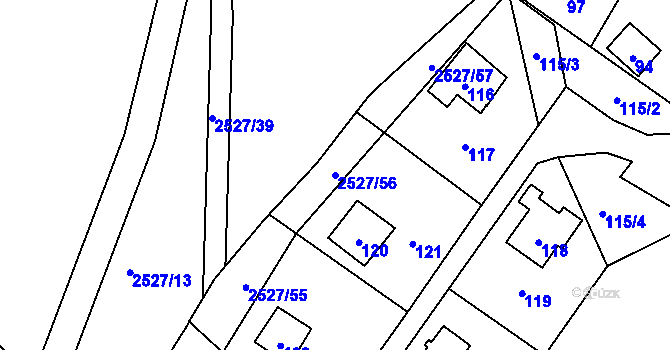 Parcela st. 2527/56 v KÚ Rapotín, Katastrální mapa