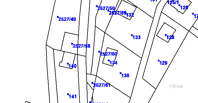 Parcela st. 2527/60 v KÚ Rapotín, Katastrální mapa
