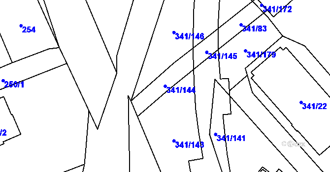 Parcela st. 341/144 v KÚ Rapotín, Katastrální mapa