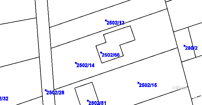 Parcela st. 2502/66 v KÚ Rapotín, Katastrální mapa