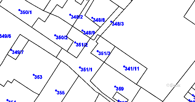 Parcela st. 351/3 v KÚ Rapotín, Katastrální mapa