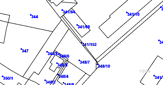 Parcela st. 341/152 v KÚ Rapotín, Katastrální mapa