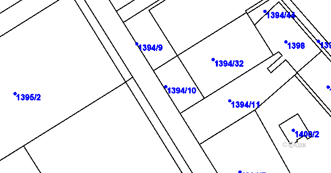 Parcela st. 1394/10 v KÚ Rapotín, Katastrální mapa