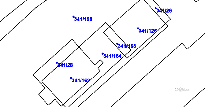Parcela st. 341/164 v KÚ Rapotín, Katastrální mapa