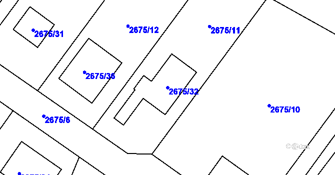 Parcela st. 2675/32 v KÚ Rapotín, Katastrální mapa