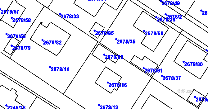 Parcela st. 2678/88 v KÚ Rapotín, Katastrální mapa