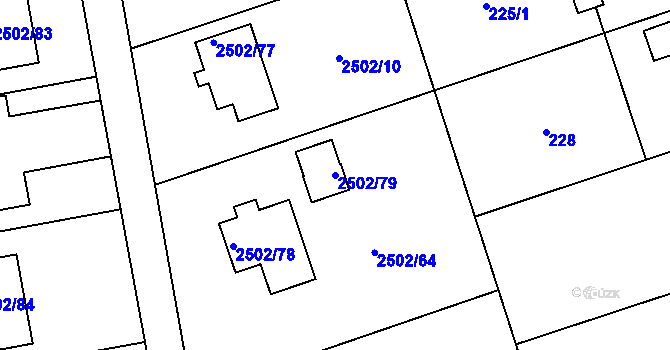 Parcela st. 2502/79 v KÚ Rapotín, Katastrální mapa