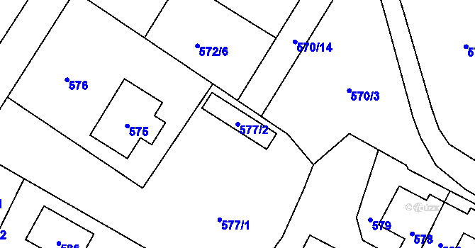 Parcela st. 577/2 v KÚ Rapotín, Katastrální mapa