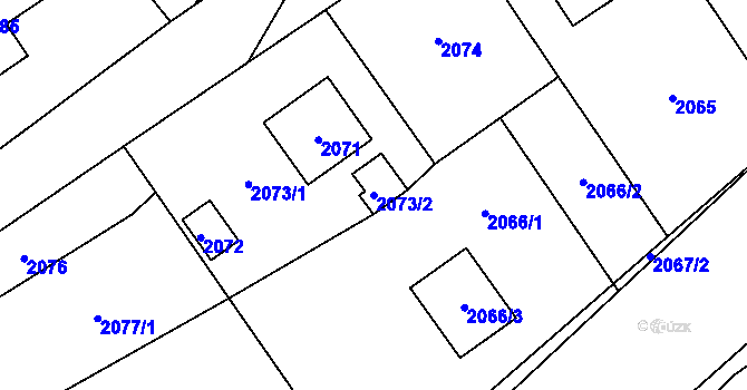 Parcela st. 2073/2 v KÚ Rapotín, Katastrální mapa