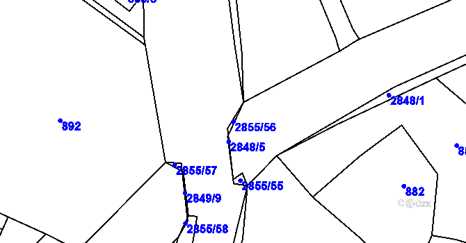Parcela st. 2855/56 v KÚ Rapotín, Katastrální mapa