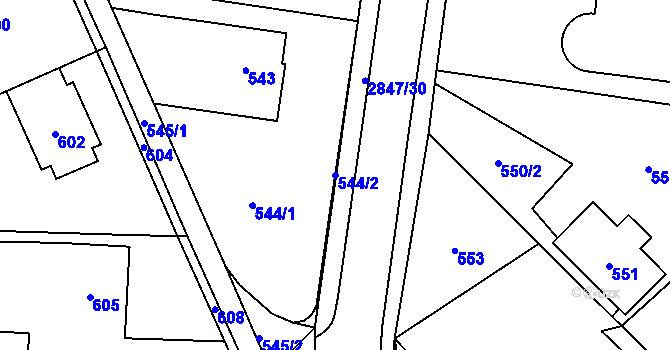 Parcela st. 544/2 v KÚ Rapotín, Katastrální mapa