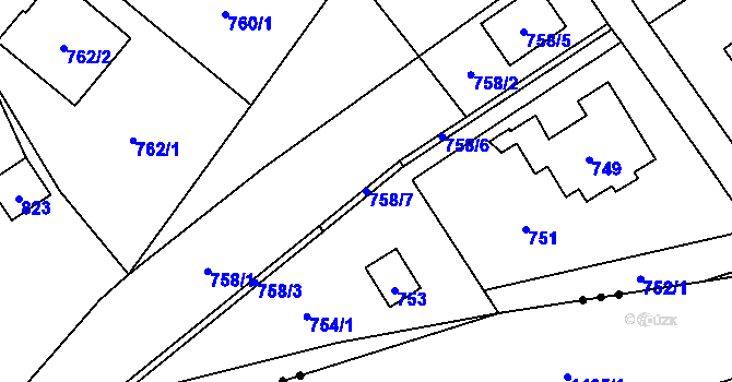Parcela st. 758/7 v KÚ Rapotín, Katastrální mapa