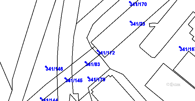 Parcela st. 341/172 v KÚ Rapotín, Katastrální mapa
