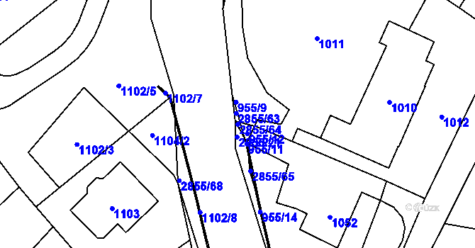 Parcela st. 2855/64 v KÚ Rapotín, Katastrální mapa