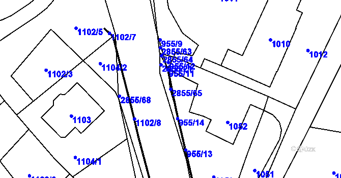 Parcela st. 2855/65 v KÚ Rapotín, Katastrální mapa