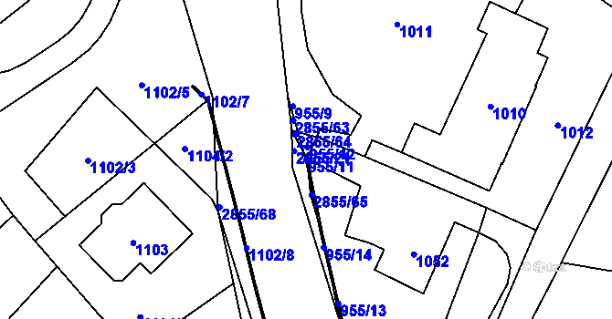 Parcela st. 955/11 v KÚ Rapotín, Katastrální mapa