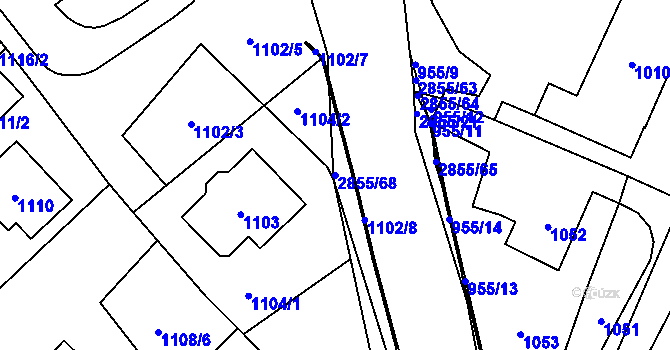Parcela st. 2855/68 v KÚ Rapotín, Katastrální mapa