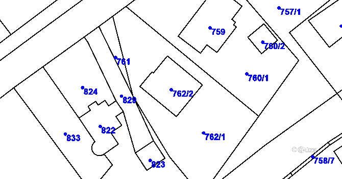 Parcela st. 762/2 v KÚ Rapotín, Katastrální mapa