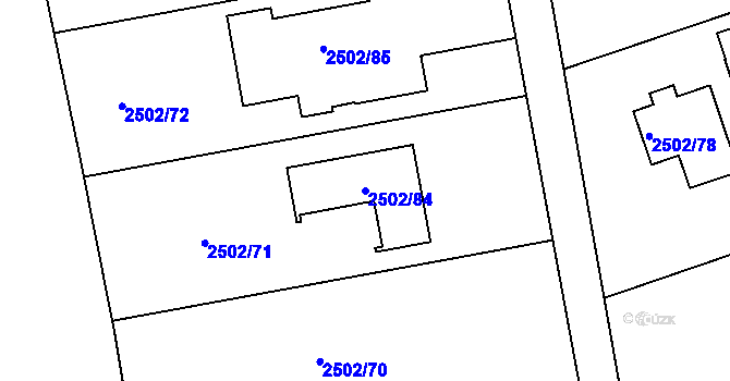 Parcela st. 2502/84 v KÚ Rapotín, Katastrální mapa