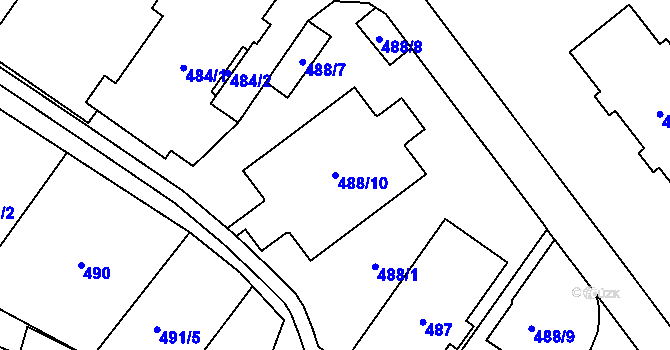 Parcela st. 488/10 v KÚ Rapotín, Katastrální mapa