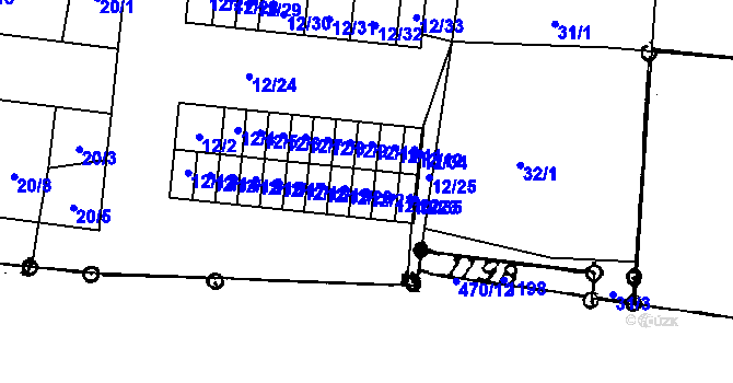 Parcela st. 12/21 v KÚ Rapšach, Katastrální mapa