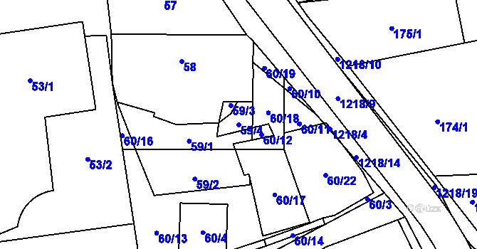 Parcela st. 59/4 v KÚ Rapšach, Katastrální mapa