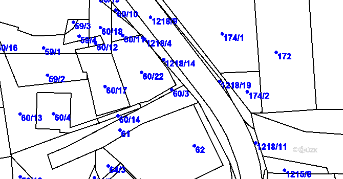 Parcela st. 60/3 v KÚ Rapšach, Katastrální mapa