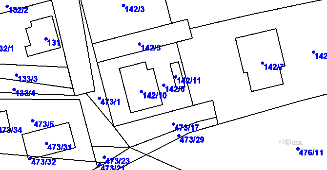Parcela st. 142/6 v KÚ Rapšach, Katastrální mapa