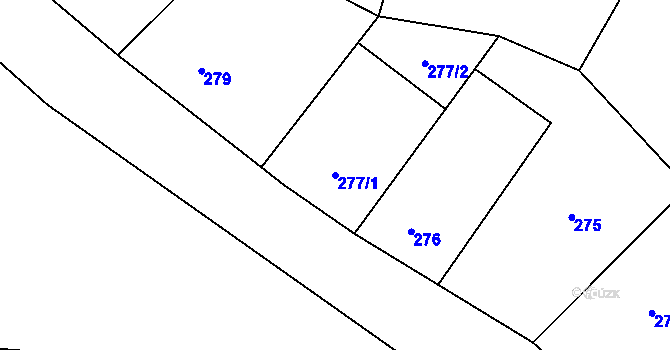 Parcela st. 277/1 v KÚ Rapšach, Katastrální mapa