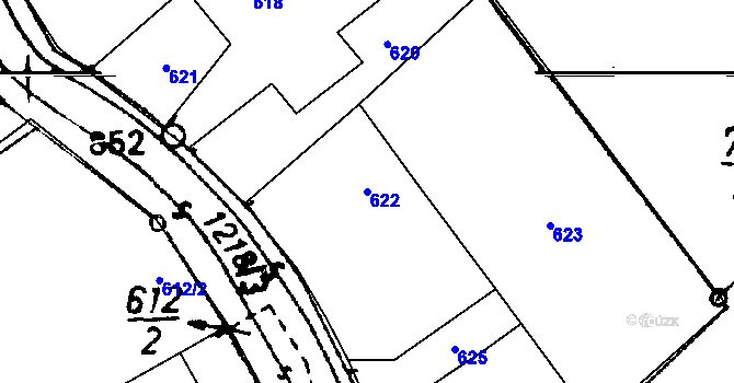 Parcela st. 622 v KÚ Rapšach, Katastrální mapa