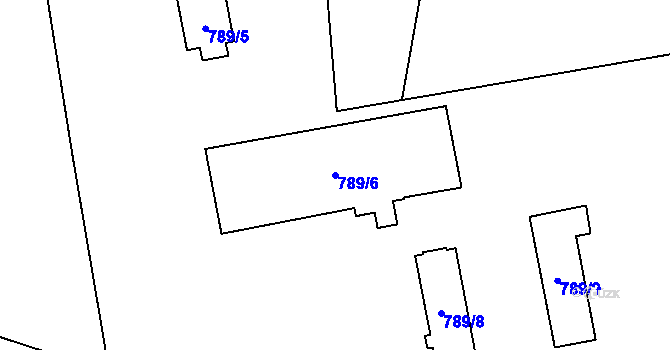 Parcela st. 789/6 v KÚ Rapšach, Katastrální mapa