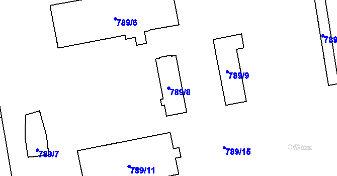 Parcela st. 789/8 v KÚ Rapšach, Katastrální mapa