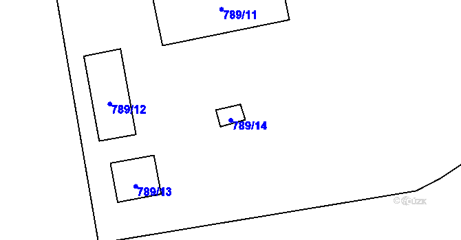 Parcela st. 789/14 v KÚ Rapšach, Katastrální mapa