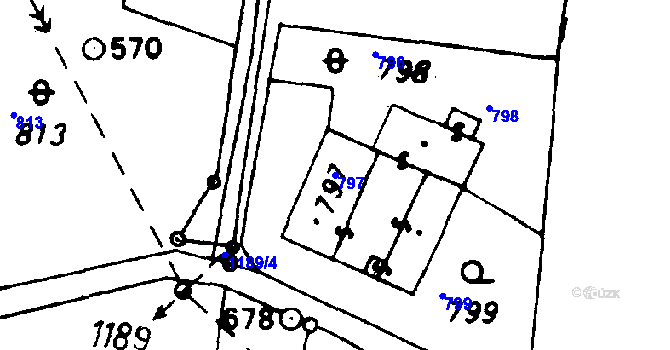Parcela st. 797 v KÚ Rapšach, Katastrální mapa