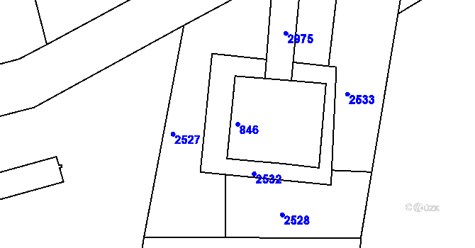 Parcela st. 846 v KÚ Rapšach, Katastrální mapa