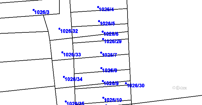 Parcela st. 1026/7 v KÚ Rapšach, Katastrální mapa