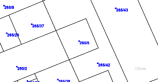 Parcela st. 260/5 v KÚ Rapšach, Katastrální mapa