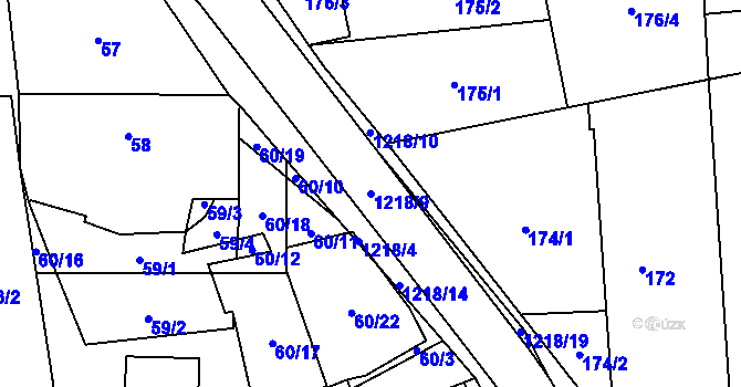 Parcela st. 1218/9 v KÚ Rapšach, Katastrální mapa