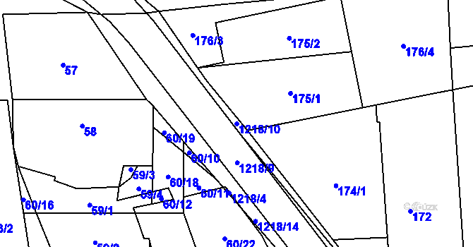 Parcela st. 1218/10 v KÚ Rapšach, Katastrální mapa