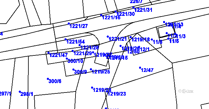 Parcela st. 1219/16 v KÚ Rapšach, Katastrální mapa