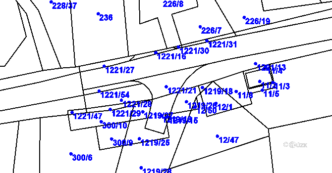 Parcela st. 1221/21 v KÚ Rapšach, Katastrální mapa