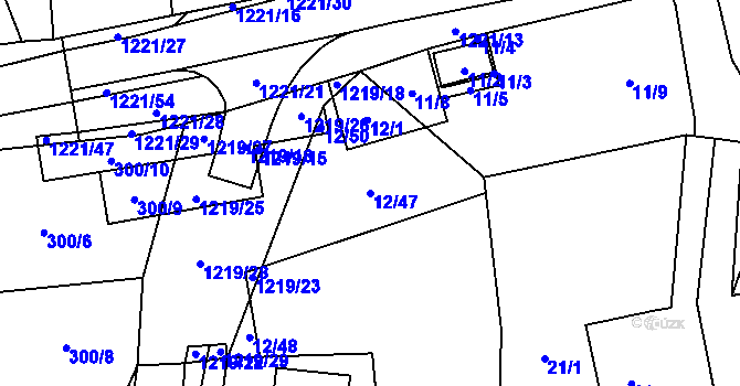 Parcela st. 12/47 v KÚ Rapšach, Katastrální mapa