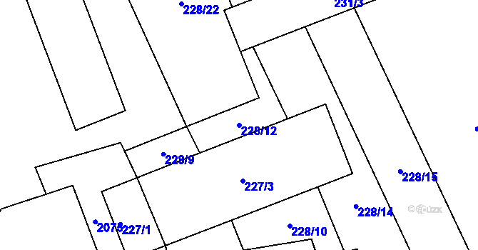 Parcela st. 228/12 v KÚ Rapšach, Katastrální mapa