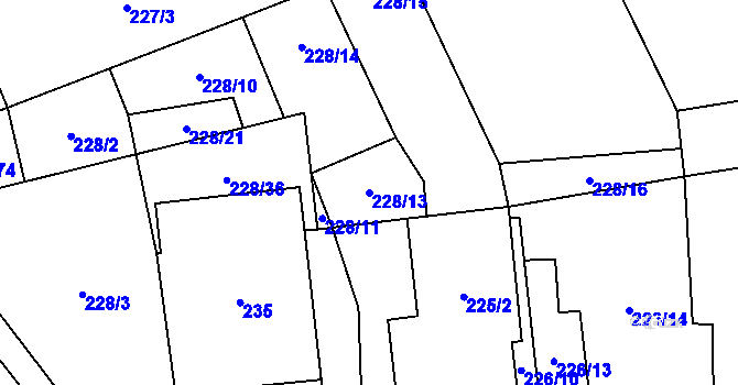 Parcela st. 228/13 v KÚ Rapšach, Katastrální mapa