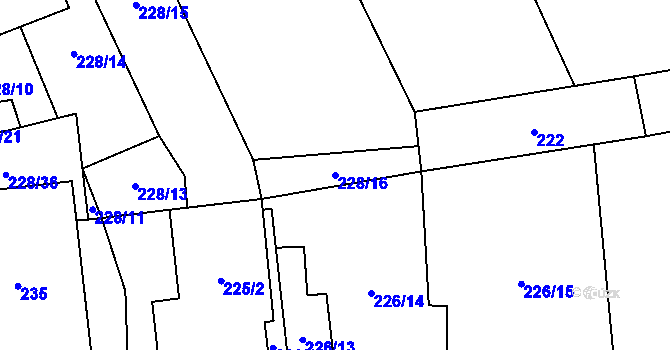 Parcela st. 228/16 v KÚ Rapšach, Katastrální mapa