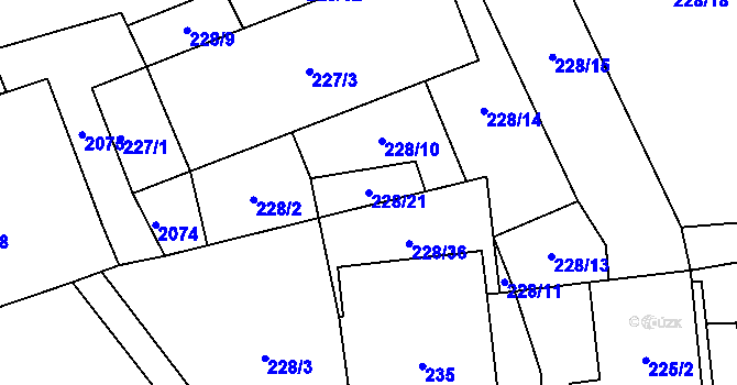 Parcela st. 228/21 v KÚ Rapšach, Katastrální mapa