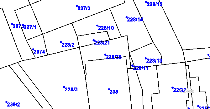 Parcela st. 228/36 v KÚ Rapšach, Katastrální mapa