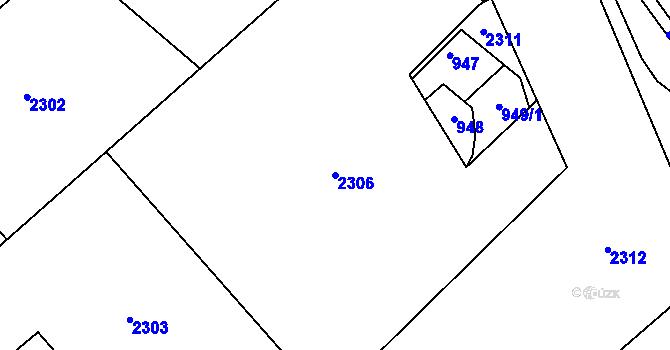 Parcela st. 2306 v KÚ Rapšach, Katastrální mapa