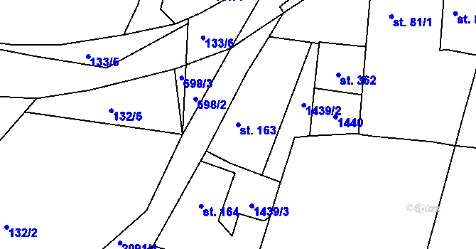 Parcela st. 163 v KÚ Rasošky, Katastrální mapa